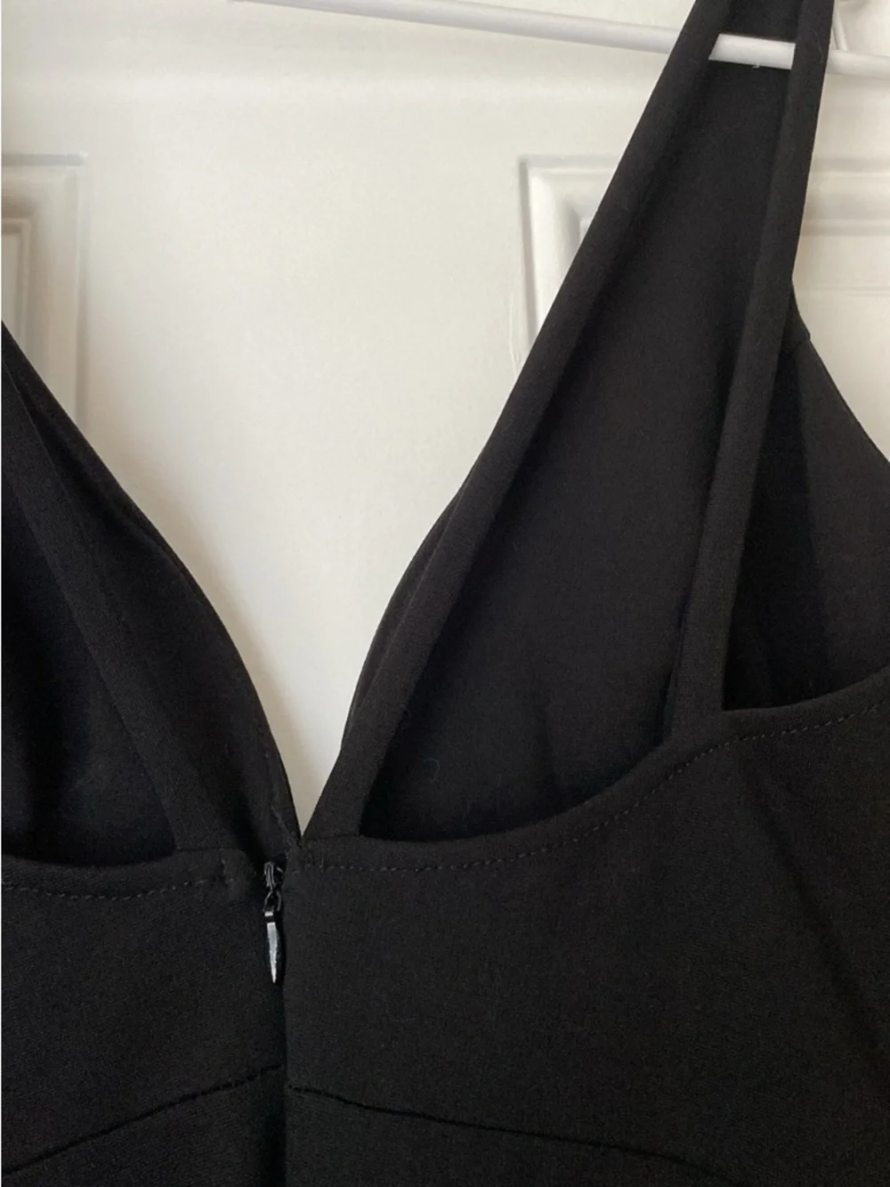 Lulus Black Deep V Front Double Strap Body Con Midi Dress Size Large - Picture 5 of 10